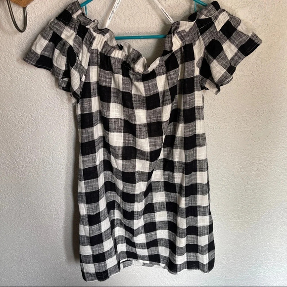 Anthropologie Gingham Off The Shoulder Dress - Picture 7 of 9